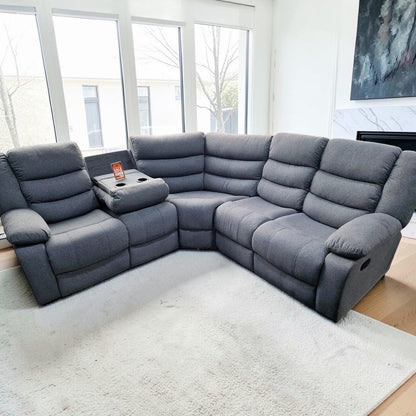 Onyx Grey Fabric Manual Corner Recliner