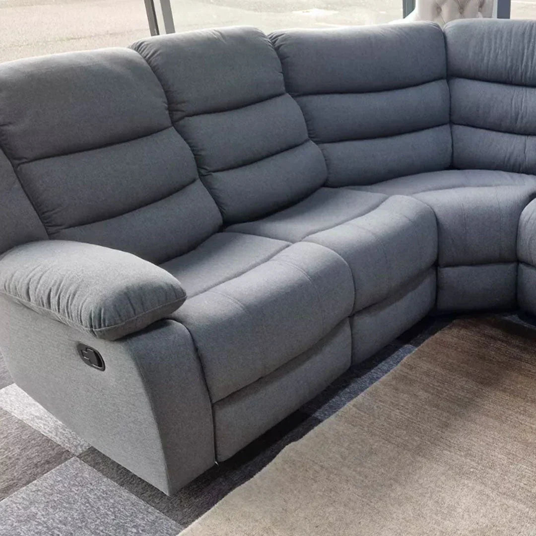 Roma Fabric Recliner Corner Sofa Grey