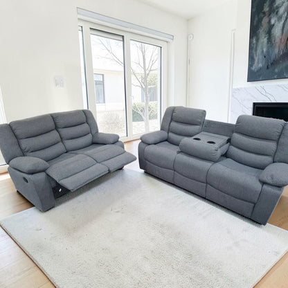 Onyx Fabric Recliner Sofa 3+2 Seater Grey