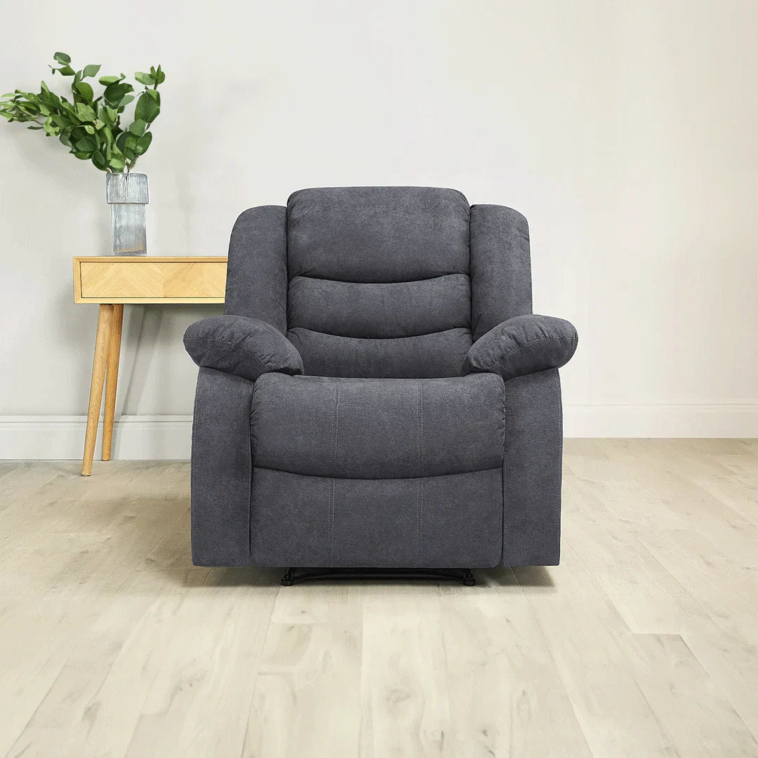 Roma Fabric Recliner Sofa Arm Chair Grey