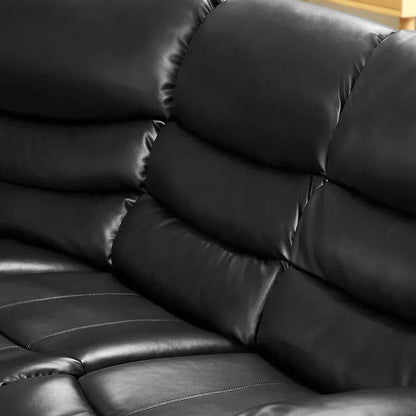 Roma Leather Recliner Corner Sofa Black