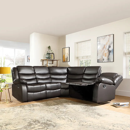 Roma Leather Recliner Corner Sofa Brown