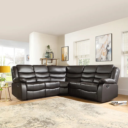 Roma Leather Recliner Corner Sofa Brown