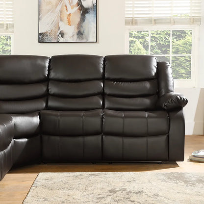Roma Leather Recliner Corner Sofa Brown