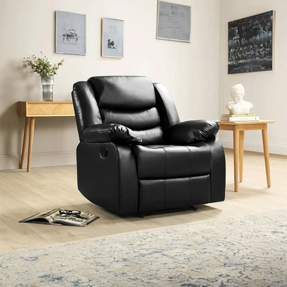 Roma Leather Recliner Sofa Arm Chair Black