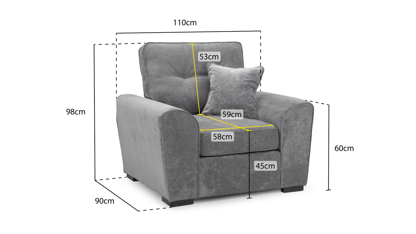 Poppy Grey Fabric Armchair Sofa