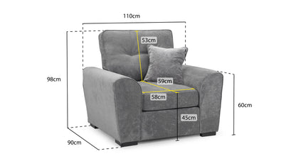 Poppy Grey Fabric Armchair Sofa