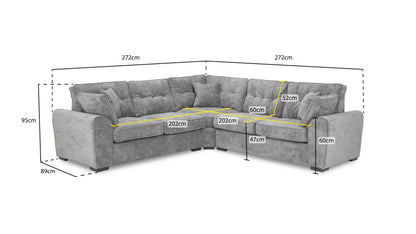 Poppy Grey Fabric  Large Corner Sofa