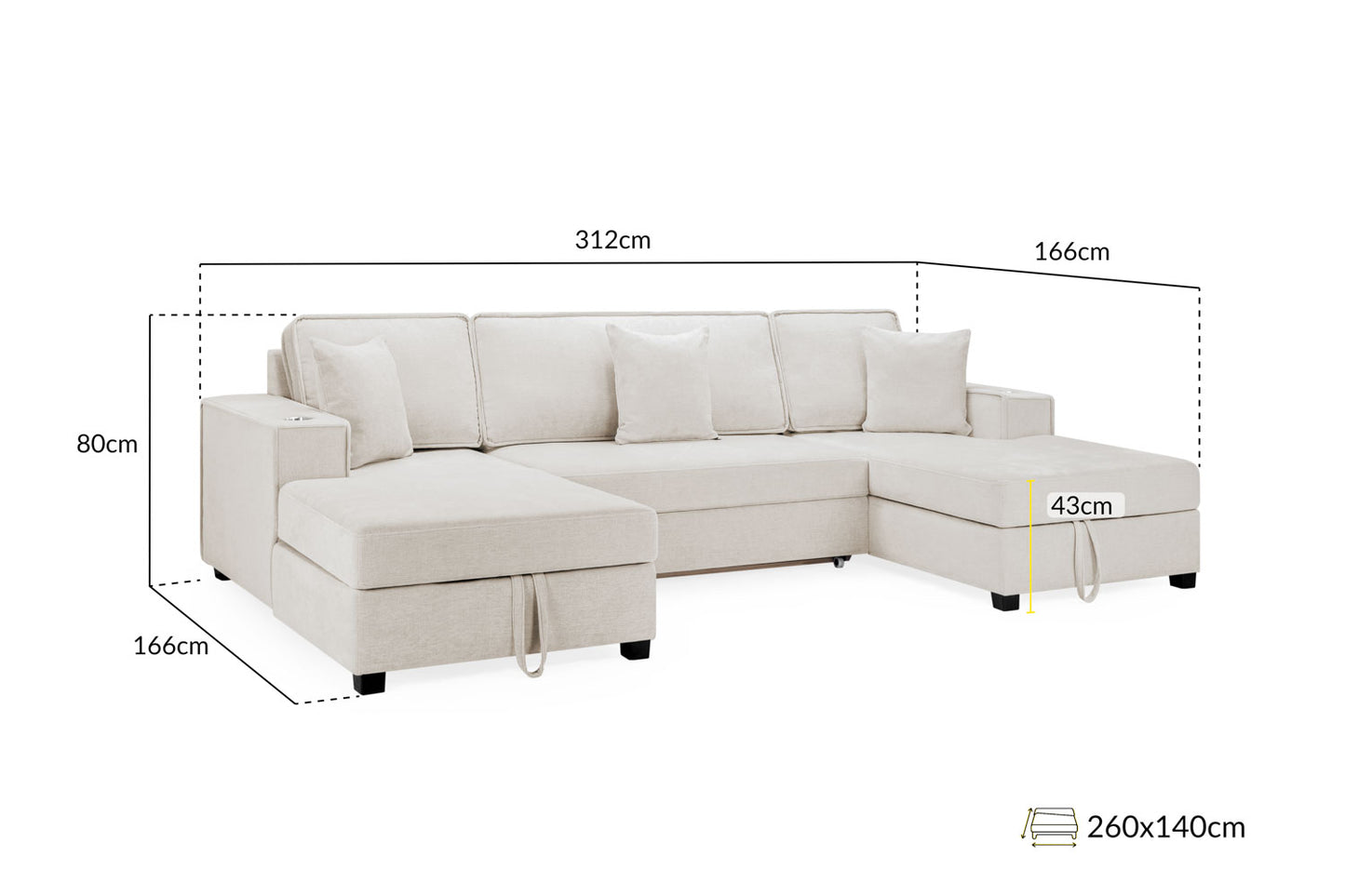 Milan U-Shape Sofabed