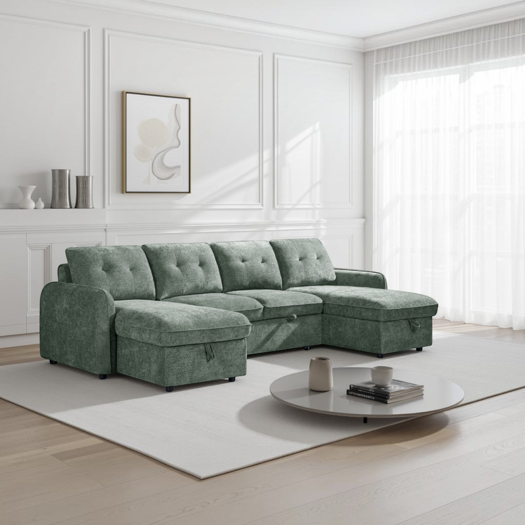 Grayson Sofabed Green U Shape Corner