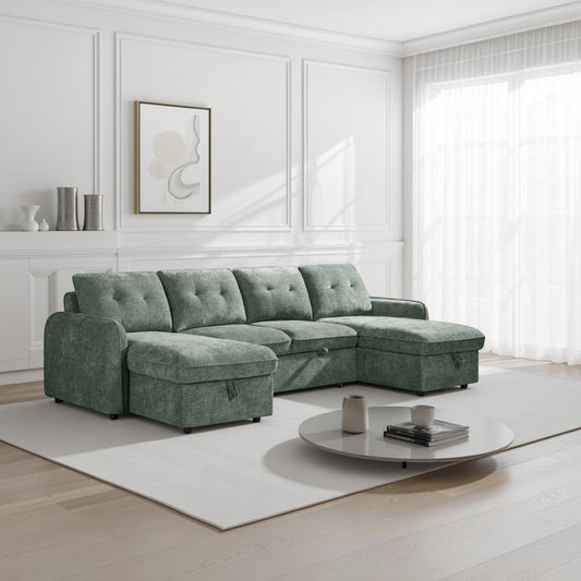 Grayson Sofabed Green U Shape Corner