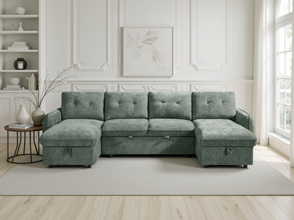 Grayson Sofabed Green U Shape Corner