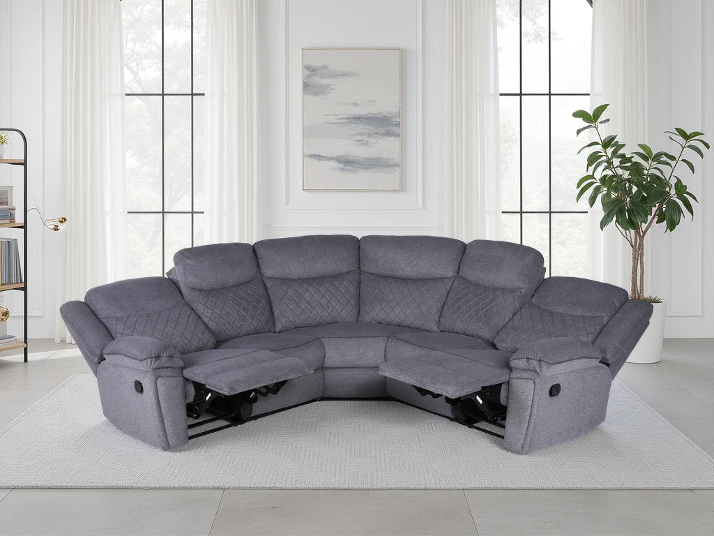 Tilly Recliner Large Corner Sofa Set - Grey