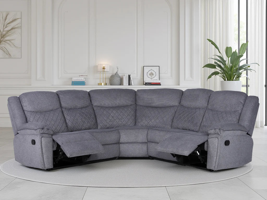 Tilly Recliner Large Corner Sofa Set - Grey