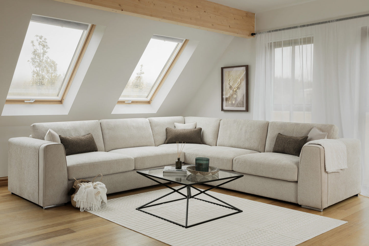 Nova Sofa Beige Large Corner