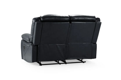 Poppy Recliner Leather 2 Seater Sofa - Black