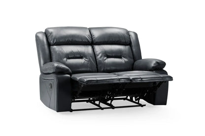 Poppy Recliner Leather 2 Seater Sofa - Black