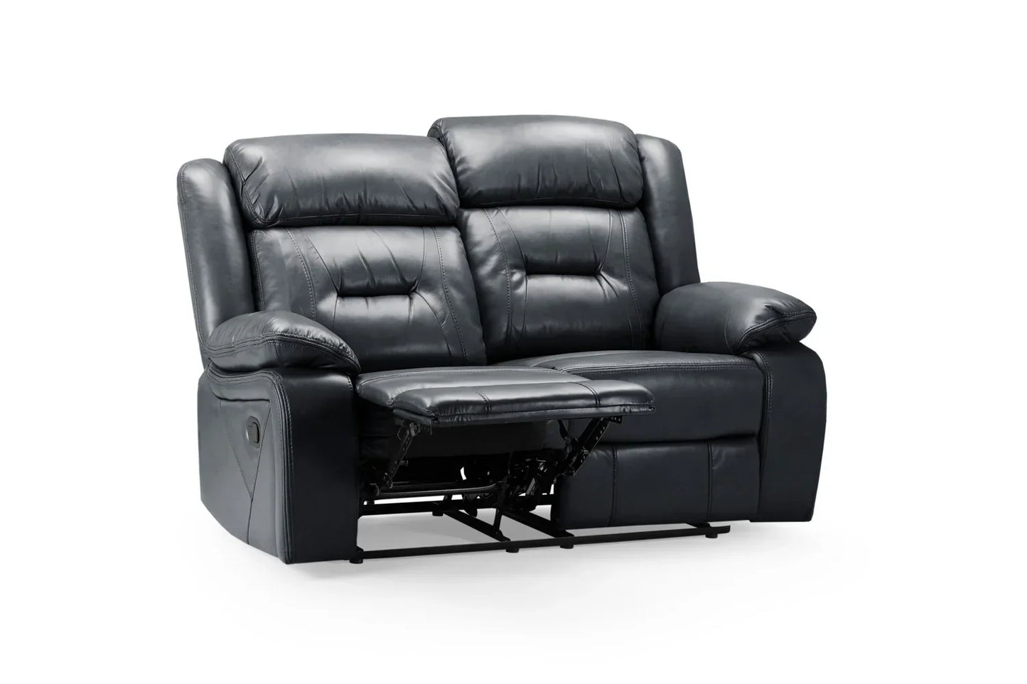 Poppy Recliner Leather 2 Seater Sofa - Black