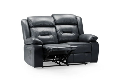 Poppy Recliner Leather 2 Seater Sofa - Black