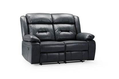 Poppy Recliner Leather 2 Seater Sofa - Black