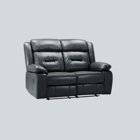 Poppy Recliner Leather 2 Seater Sofa - Black