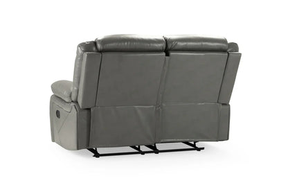 Poppy Recliner Leather Sofa Grey 2 Seater