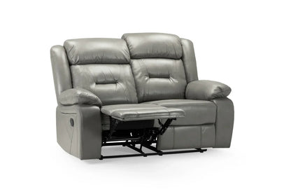 Poppy Recliner Leather Sofa Grey 2 Seater
