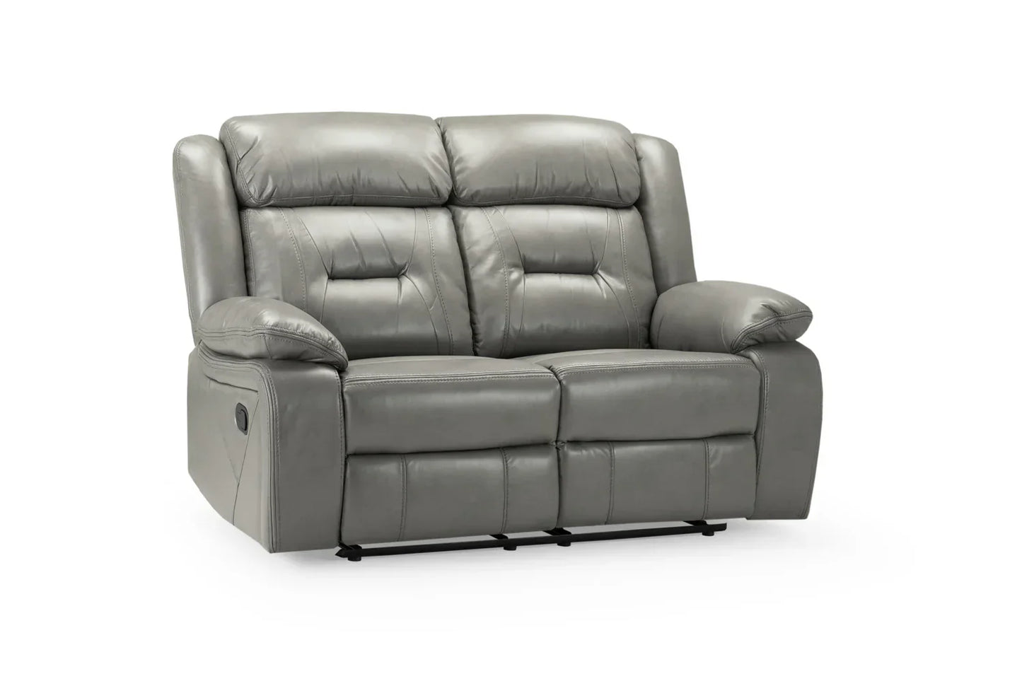 Poppy Recliner Leather Sofa Grey 2 Seater