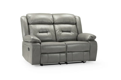 Poppy Recliner Leather Sofa Grey 2 Seater
