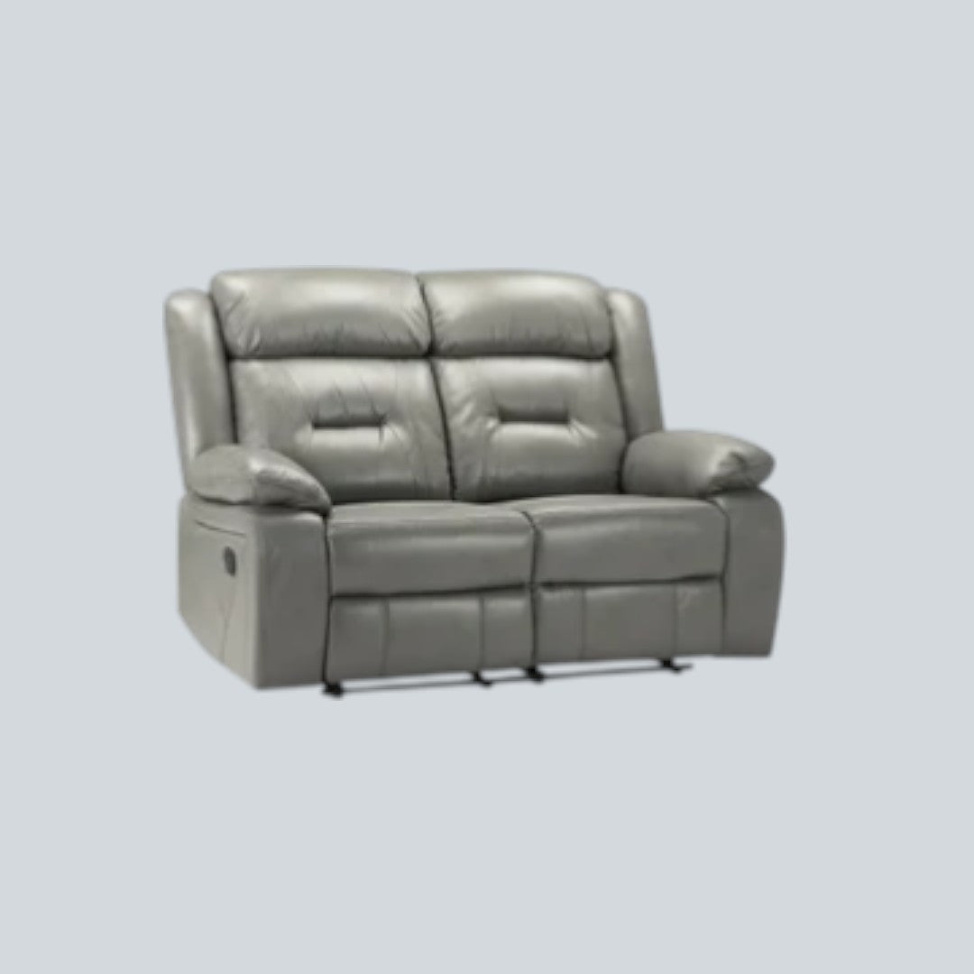 Poppy Recliner Leather Sofa Grey 2 Seater
