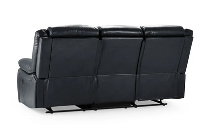 Poppy Recliner Leather 3 Seater Sofa - Black
