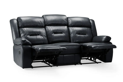 Poppy Recliner Leather 3 Seater Sofa - Black