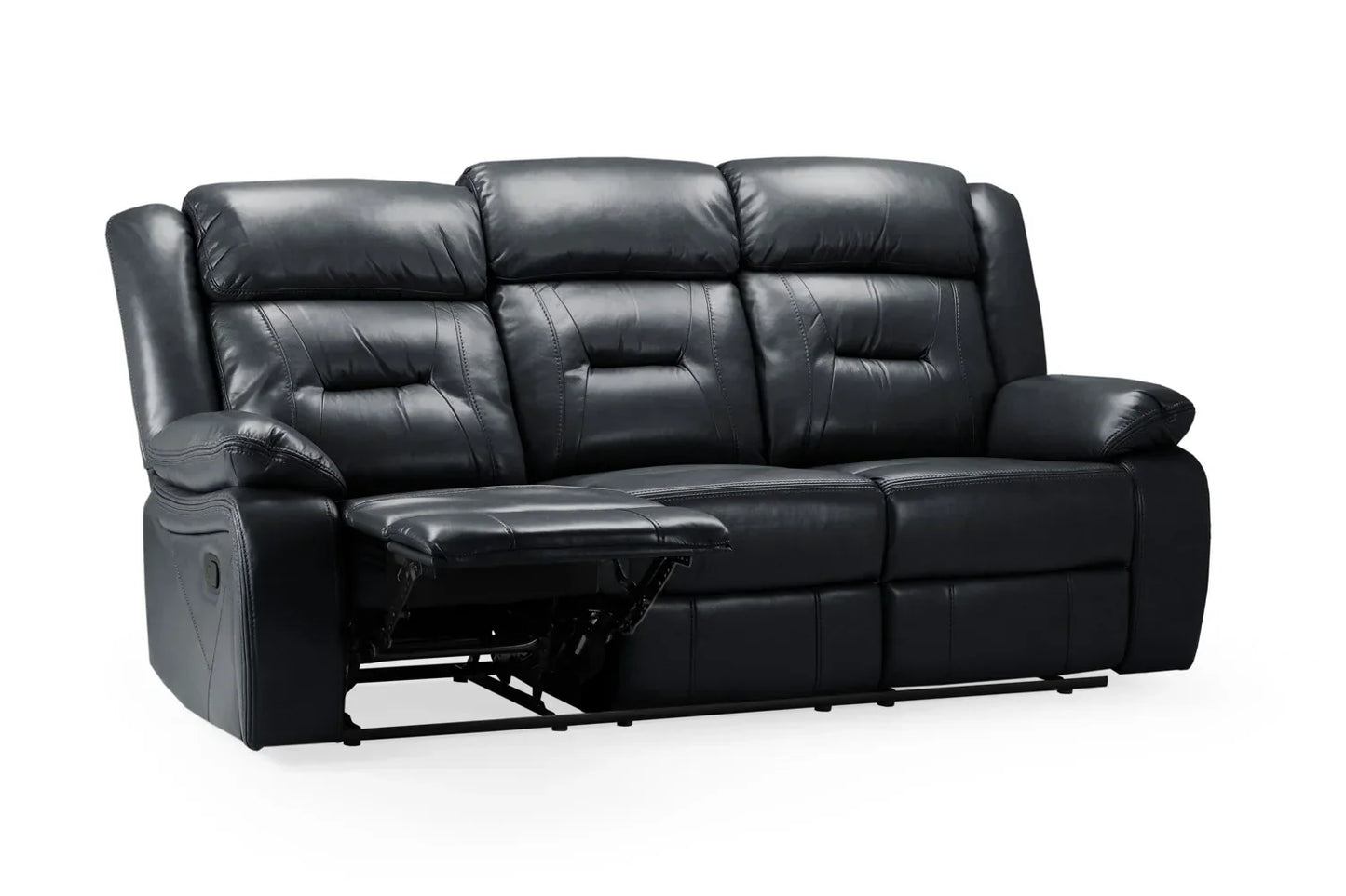 Poppy Recliner Leather 3 Seater Sofa - Black
