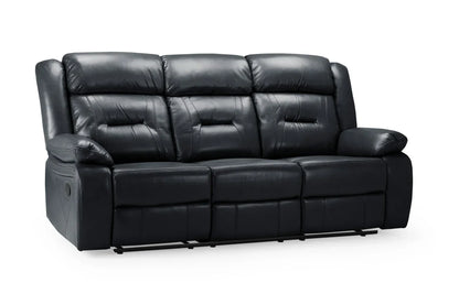Poppy Recliner Leather 3 Seater Sofa - Black