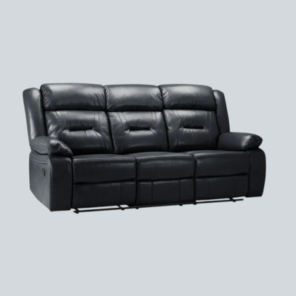 Poppy Recliner Leather 3 Seater Sofa - Black