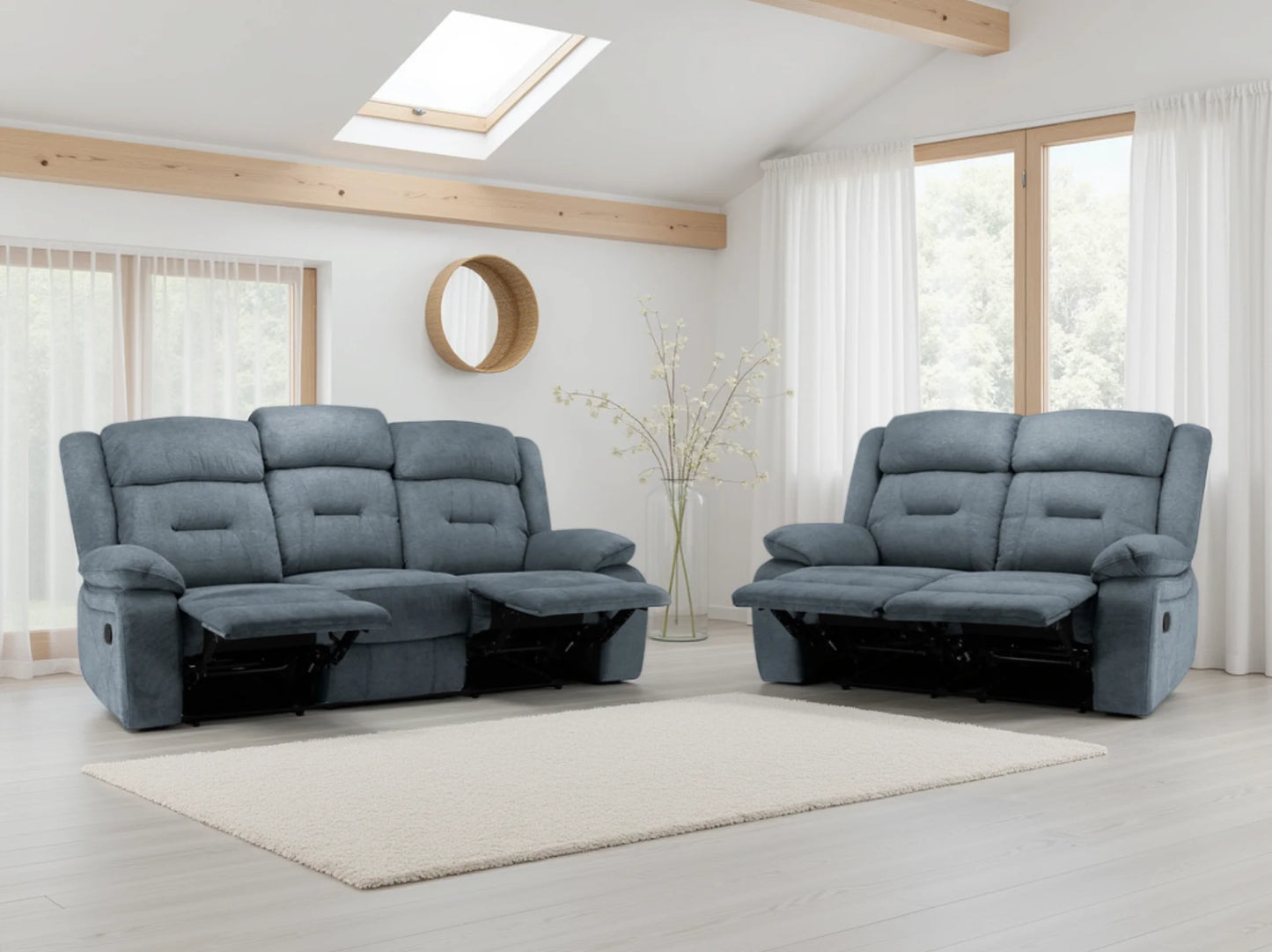 Poppy Grey Fabric 3+2 Seater Sofa