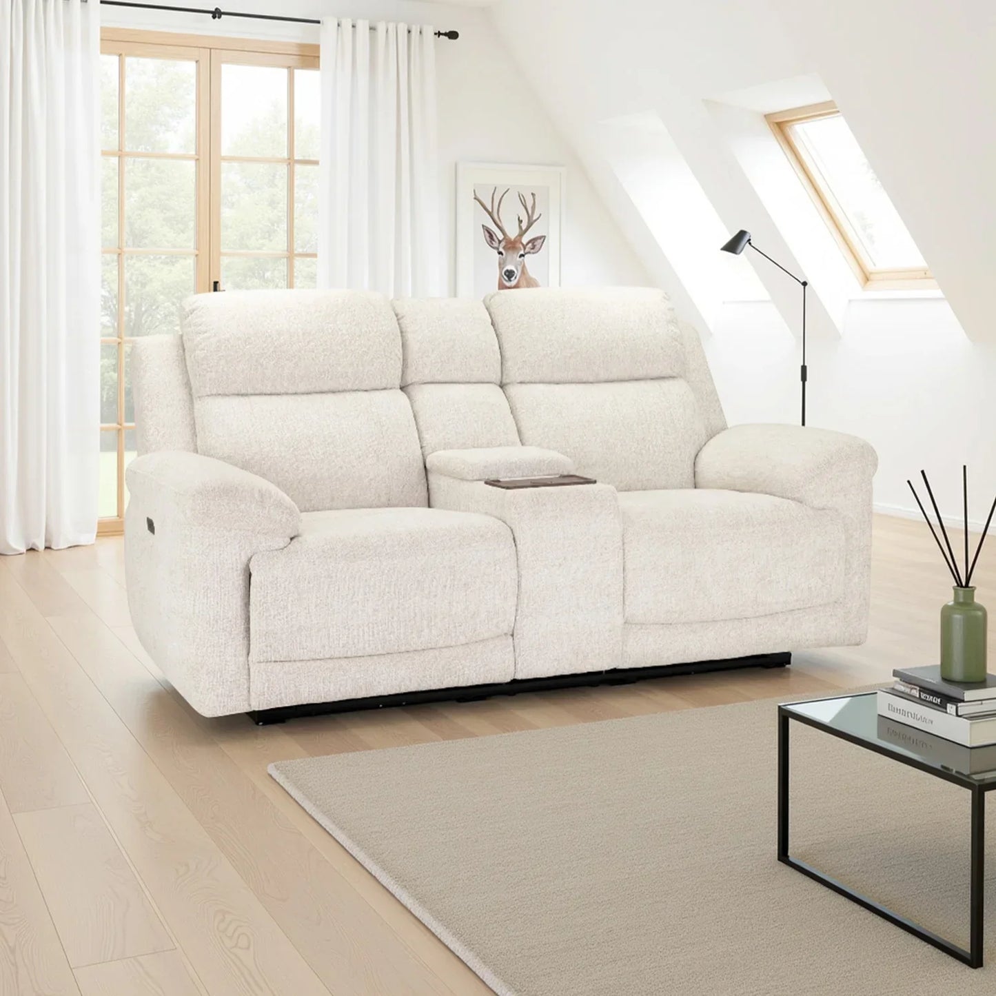 Oakley Beige Electric Recliner Sofa 2 Seater