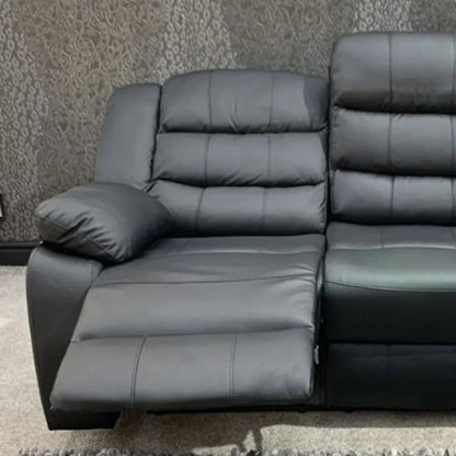 Roma Leather Recliner Sofa - 3+2 Seater Sofa Black