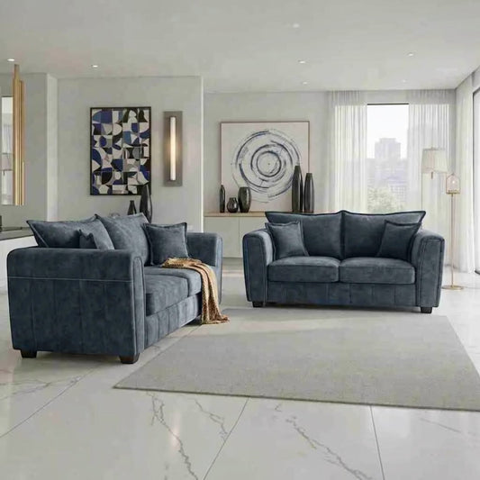 Regent Black Fabric 3+2 Sofa Set