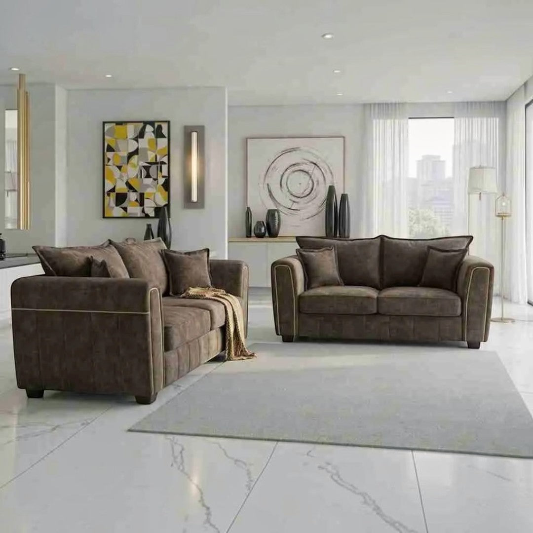 Regent Brown Fabric 3+2 Sofa Set