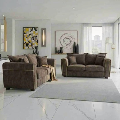 Regent Brown Fabric 3+2 Sofa Set