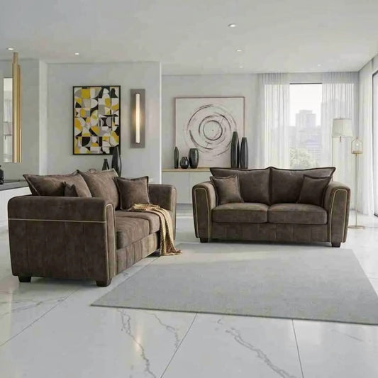 Regent Brown Fabric 3+2 Sofa Set