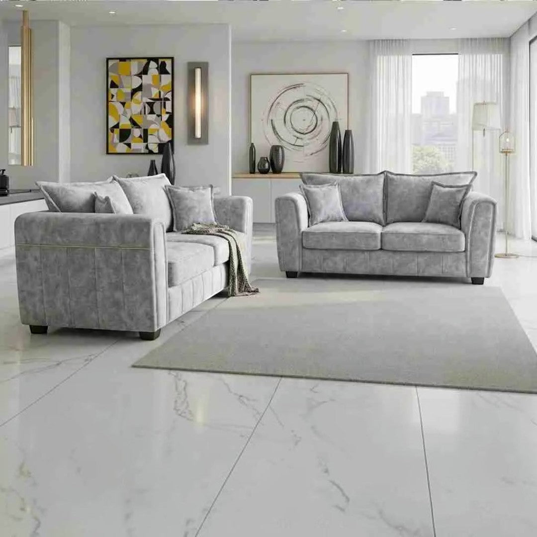 Regent Grey Fabric 3+2 Sofa Set