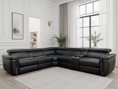 Titan Electric Recliner Sofa Black Large Corner