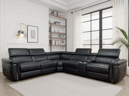 Titan Electric Recliner Sofa Black Large Corner