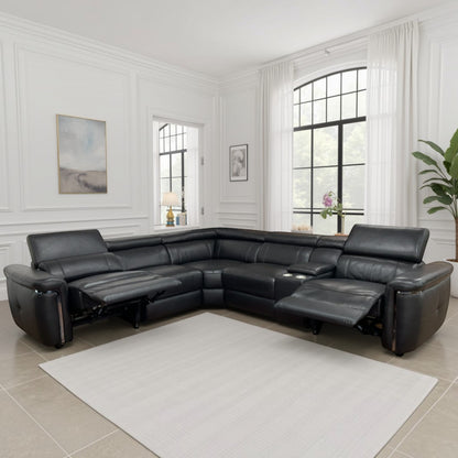 Titan Electric Recliner Sofa Black Large Corner