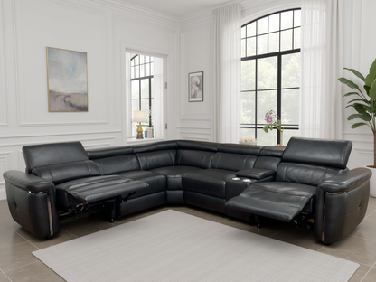 Titan Electric Recliner Sofa Black Large Corner