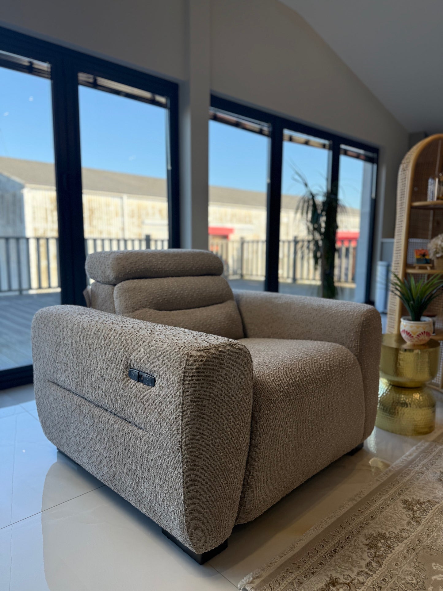 Candice Electric Recliner Beige Armchair