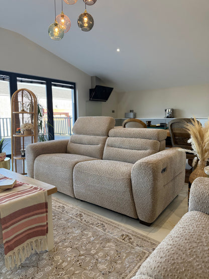 Candice Electric Recliner Beige 3 Seater