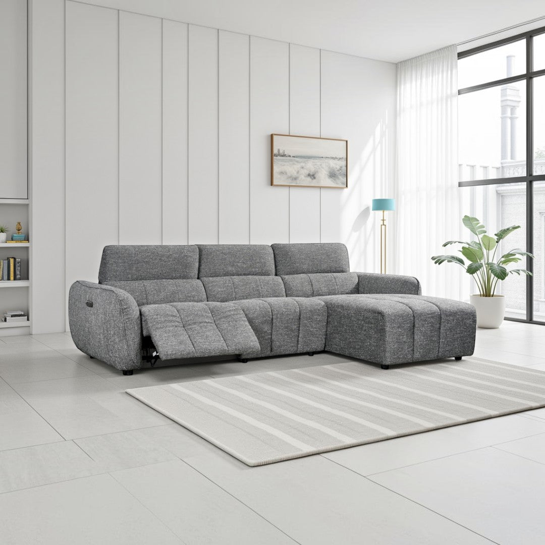 Alba Electric Recliner Sofa Charcoal Right Hand